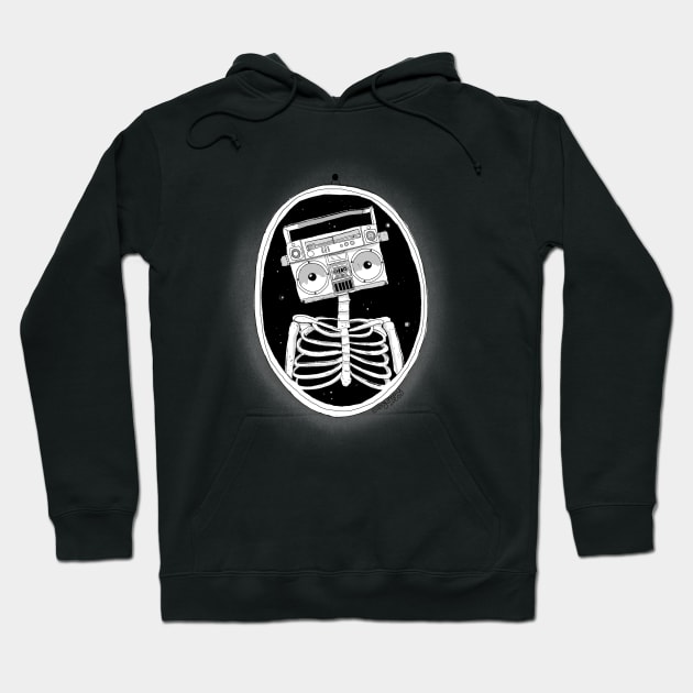 Radio + silly skeleton Hoodie by Gummy Illustrations